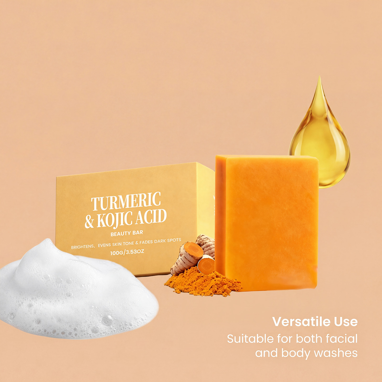 Jabón exfoliante de cúrcuma y  - Kojic Acid Soap reseña y precio